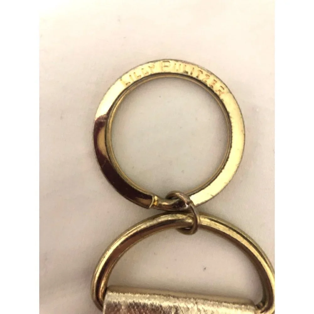 Lilly Pulitzer Wild Confetti Key Fob Ring Gold Pink Multi Color Metallic